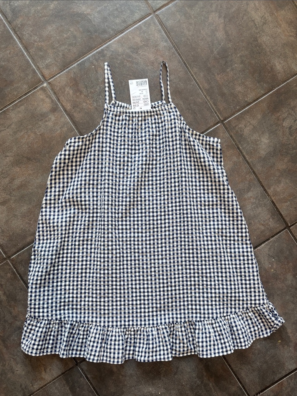 H&M Navy and White Gingham Sleeveless Dress NWT